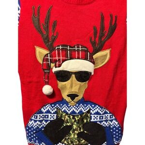Jolly Sweaters Men's‎ Ugly Christmas Sweater Reindeer Sunglasses Camo M